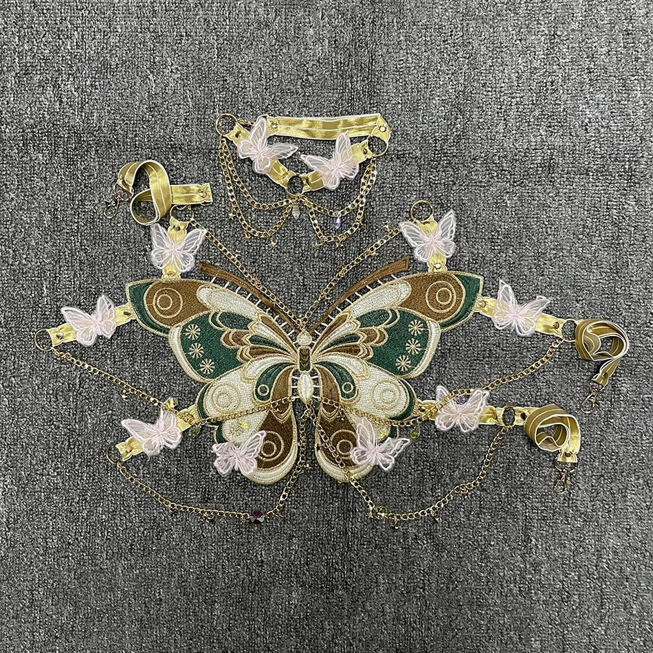 Butterly Cami Top With Crystal Chain Accents