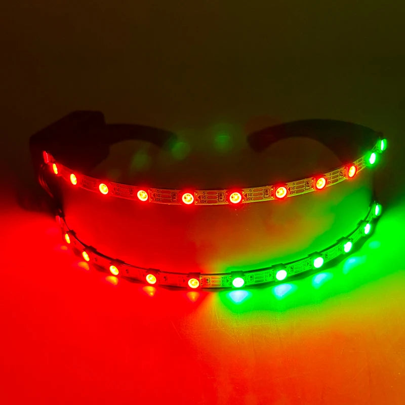 Cyberpunk LED Sunglasses With Sculpted Luminous Frame