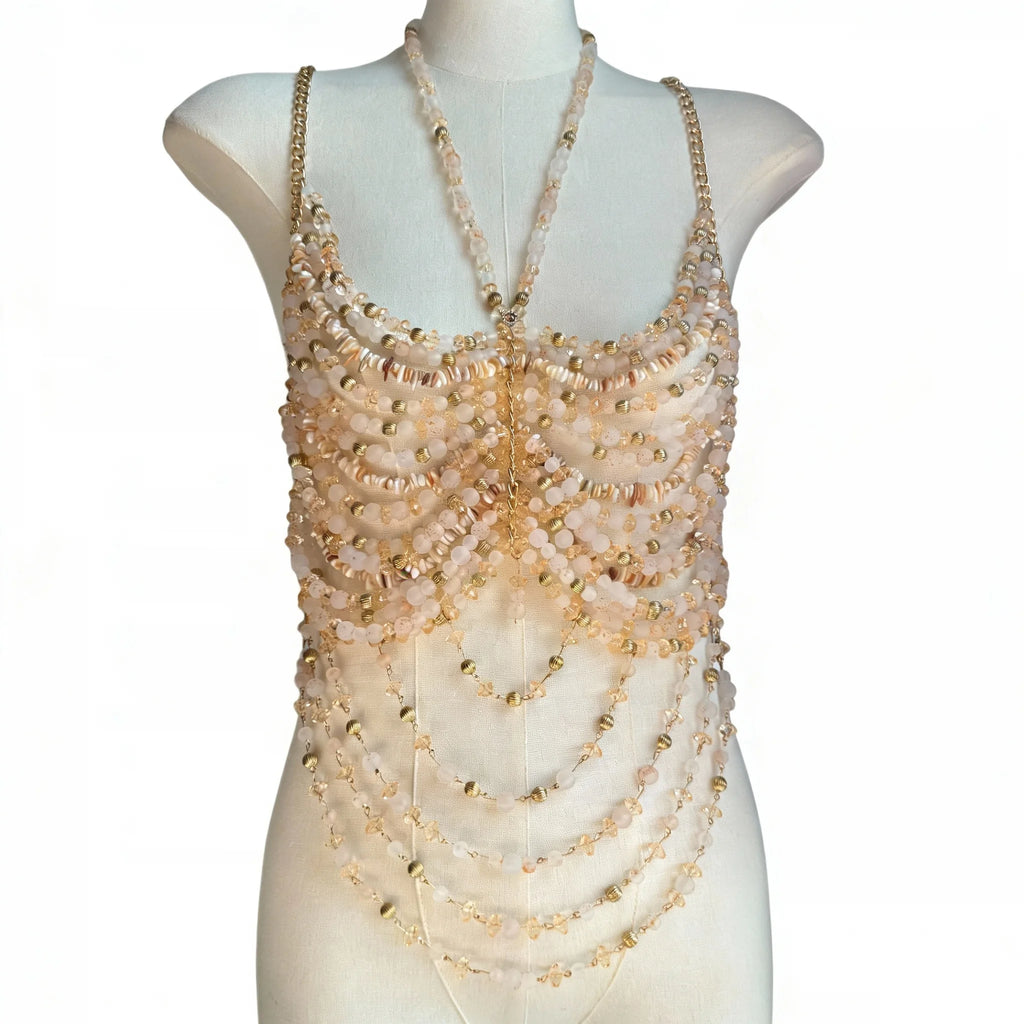 Bralette Harness Beaded Knitted Festival Party Top