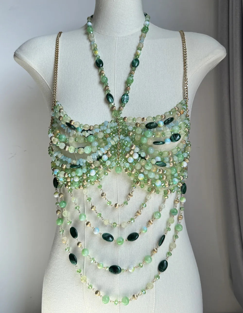 Bralette Harness Beaded Knitted Festival Party Top