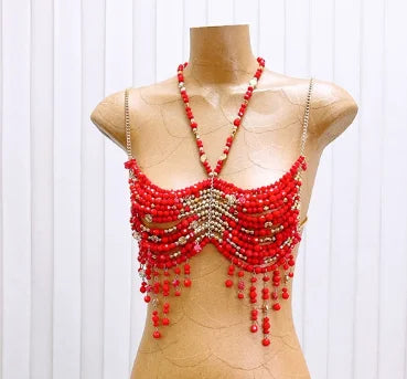 Bralette Harness Beaded Knitted Festival Party Top