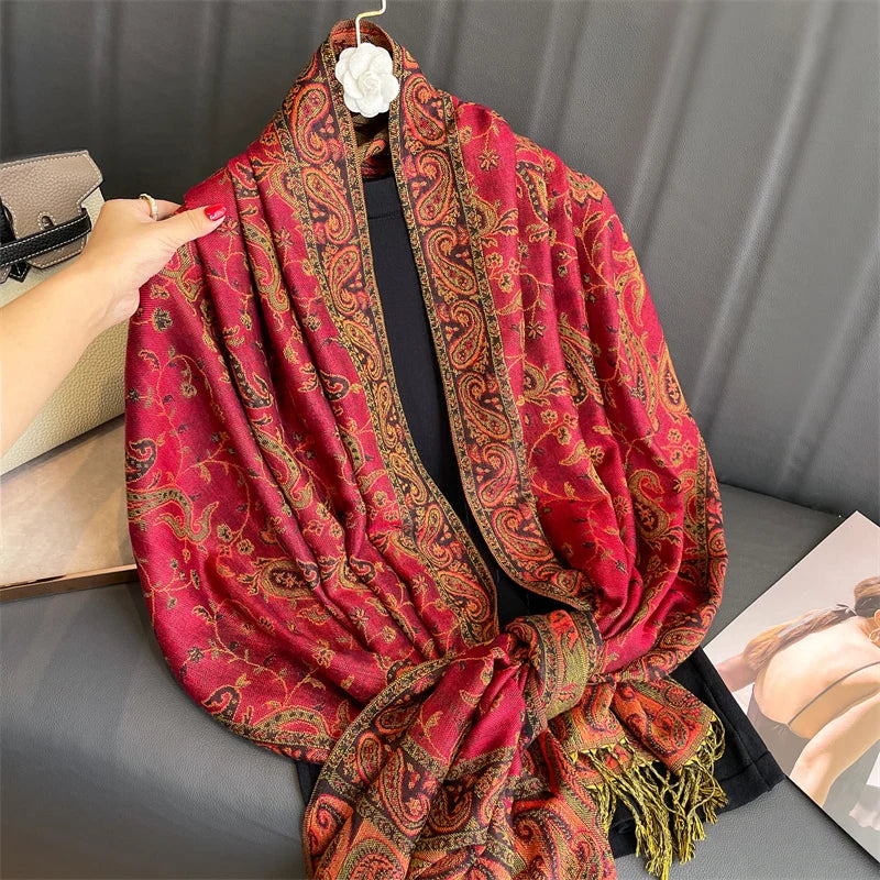 Pashmina Shawl Scarf With Bold Artisan Print