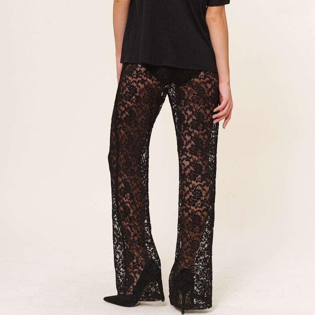 Sheer Mesh Flare Pants