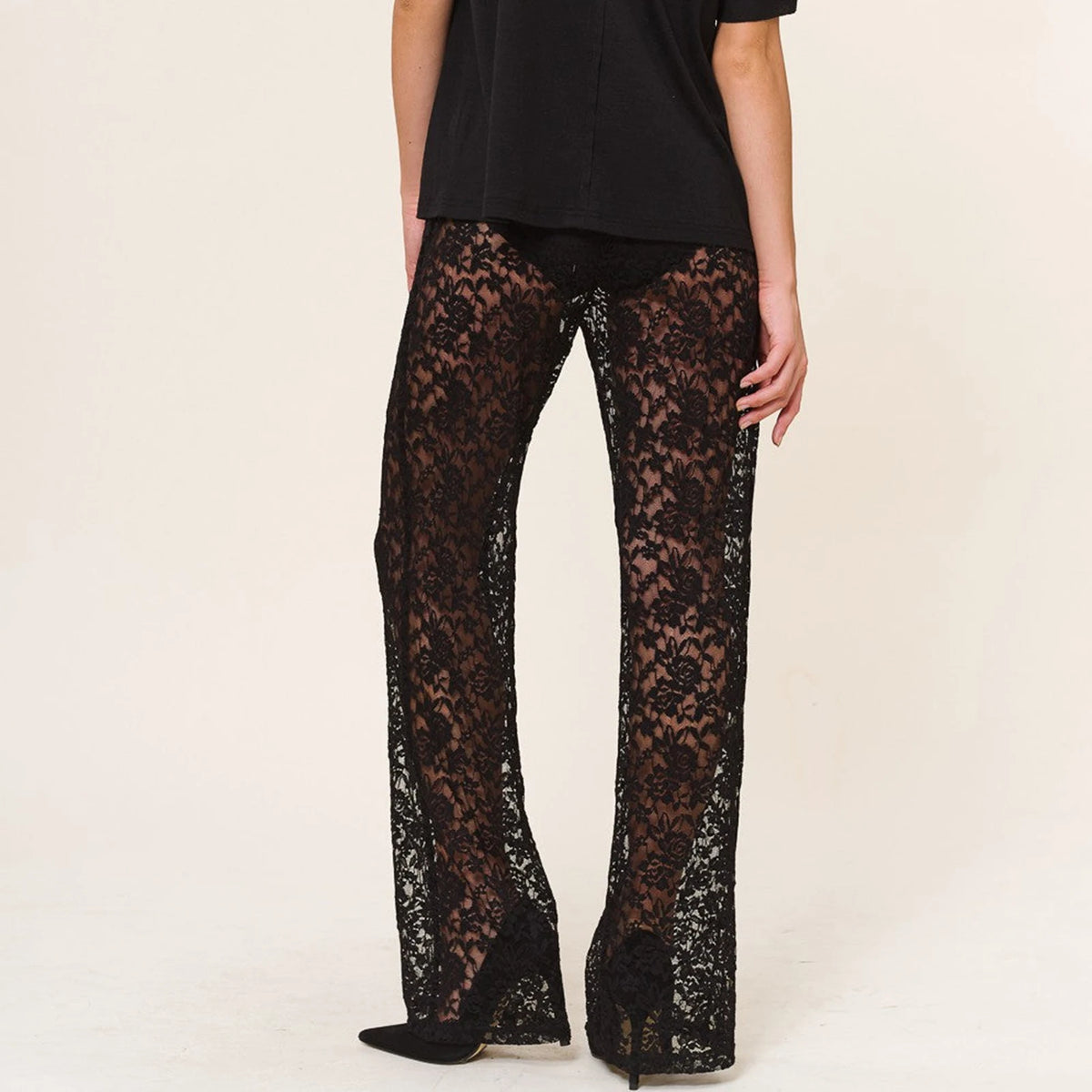 Sheer Mesh Flare Pants