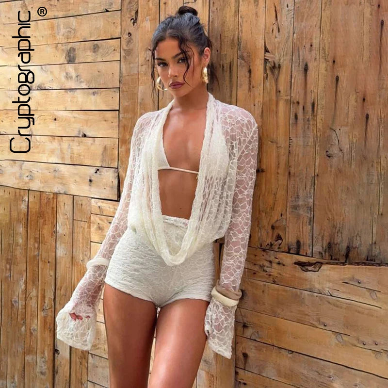 Knit Co-Ord Set With Lace-Up Halter & Draped Shorts