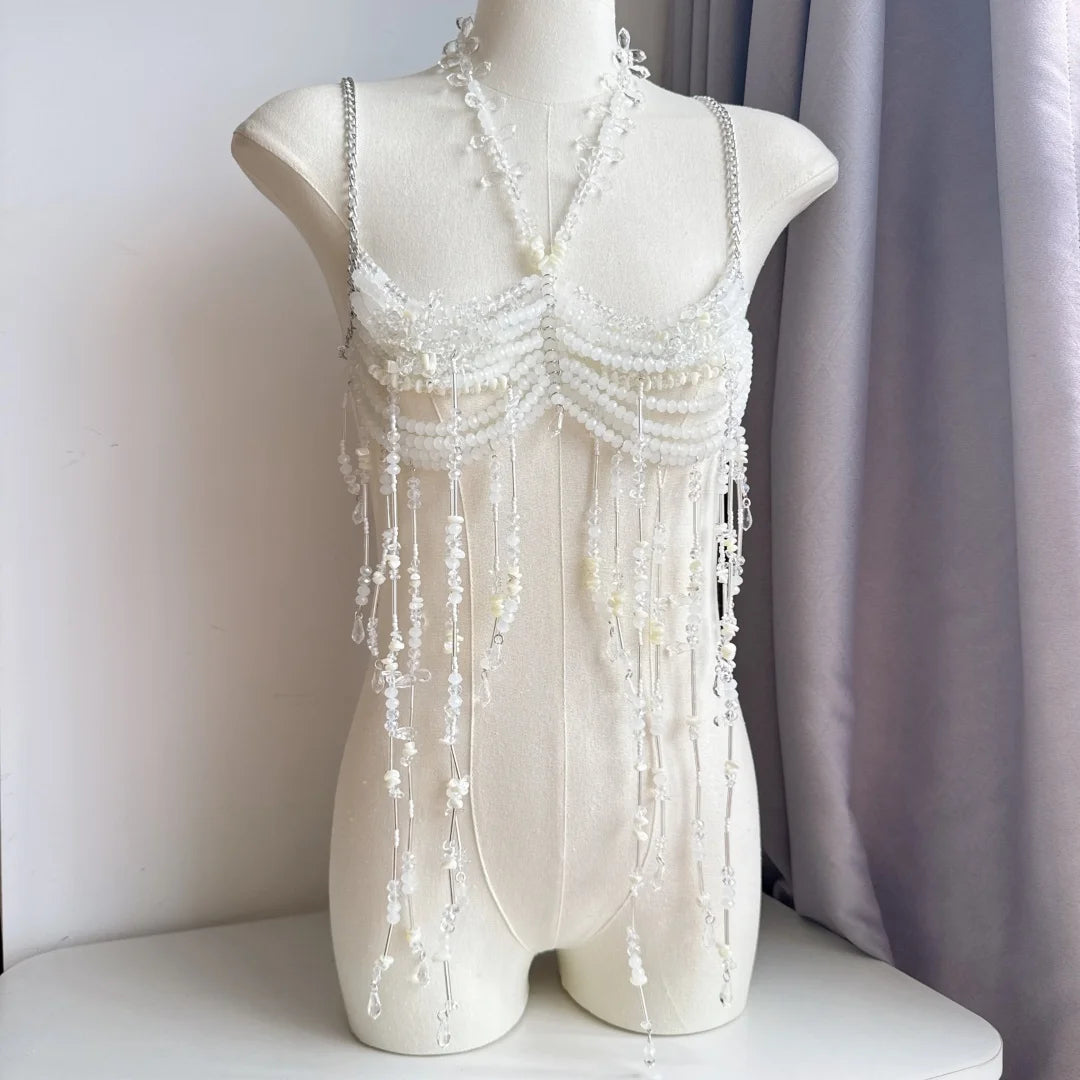 Bralette Harness Beaded Knitted Festival Party Top