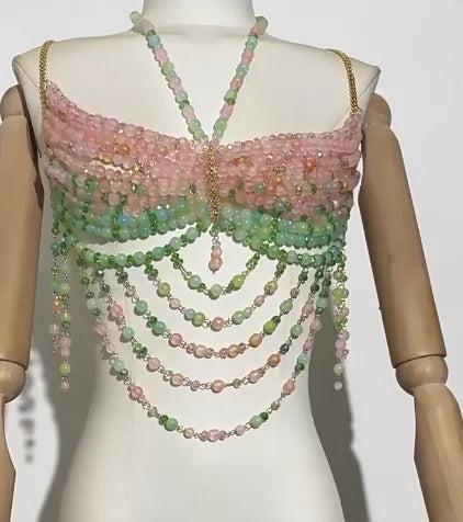 Bralette Harness Beaded Knitted Festival Party Top