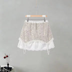 Two-Piece Strapless Sequined And Lace Patchwork Set