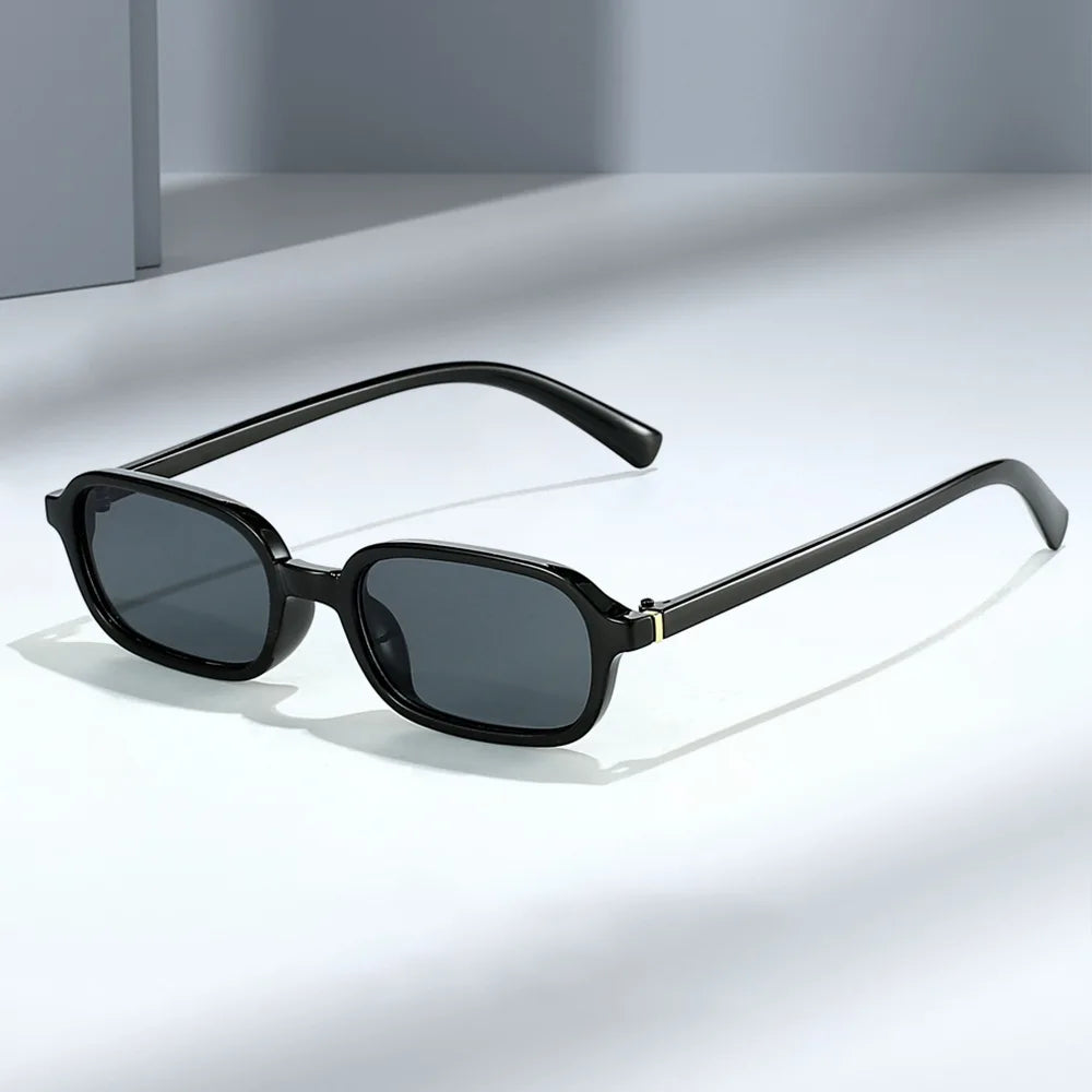 Vintage Rectangular Sunglasses With Polished Resin Frames