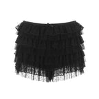 Bloomer Shorts With Layered Lace And Satin Bow Detail