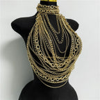 Silver Chain Halter Sequin Layer Vest