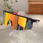 Oversized Racer Sunglasses With Sculpted Mirror Lens