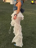 Patchwork Tiered Flare Pants