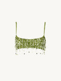 Cropped Vest And Mini Skirt Set With Sequin Tassels