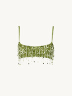 Cropped Vest And Mini Skirt Set With Sequin Tassels