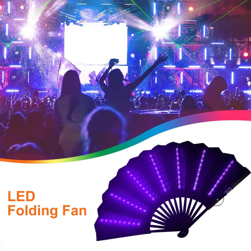 Rave Hand Fan Light up Rave Handheld Fan Travel Multipurpose Handheld Fan Carnival Accessories for Belly Dancing Performances