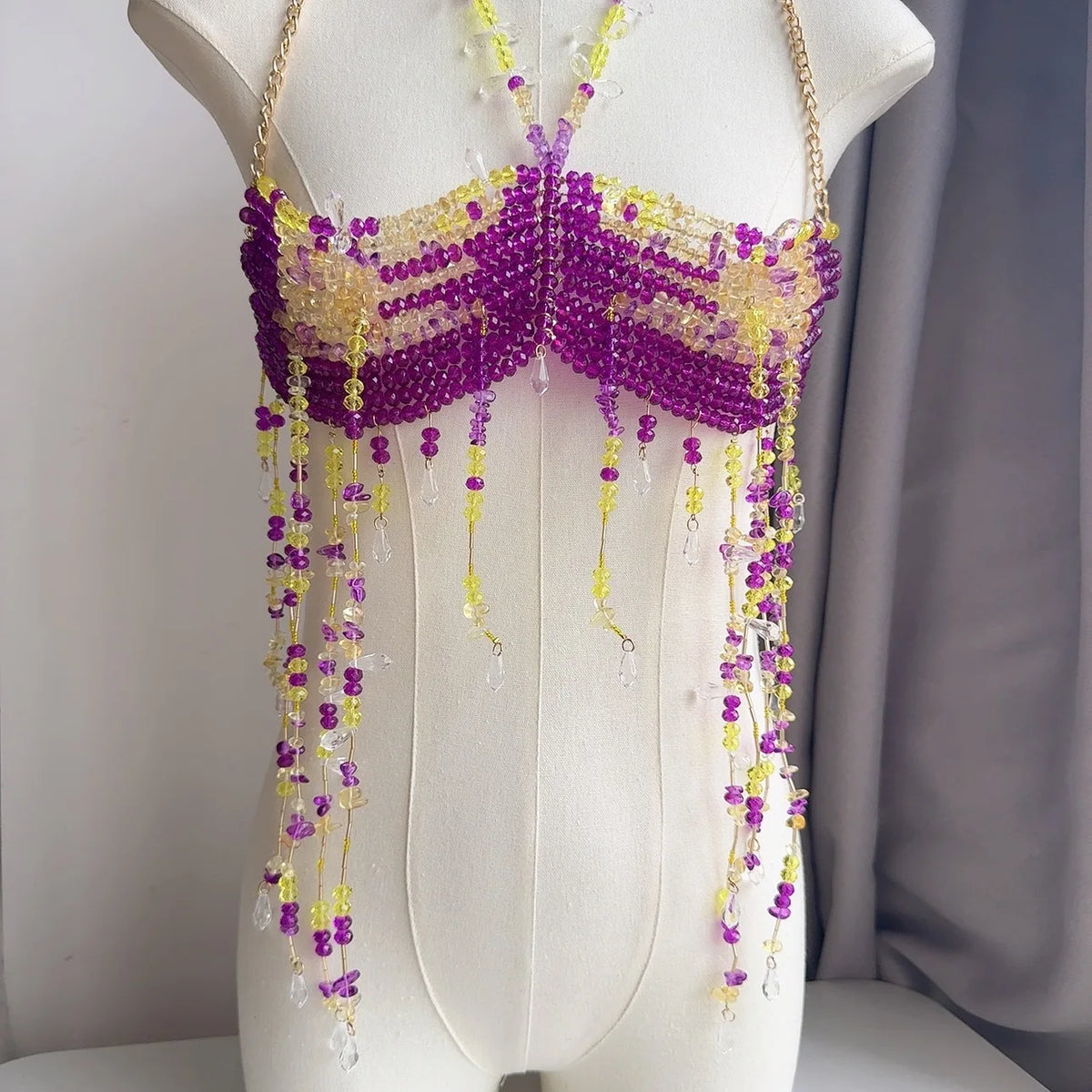 Bralette Harness Beaded Knitted Festival Party Top