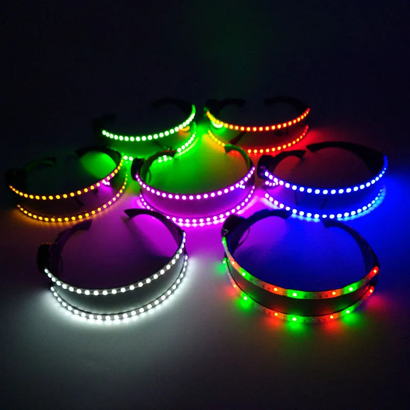 Cyberpunk LED Sunglasses With Sculpted Luminous Frame