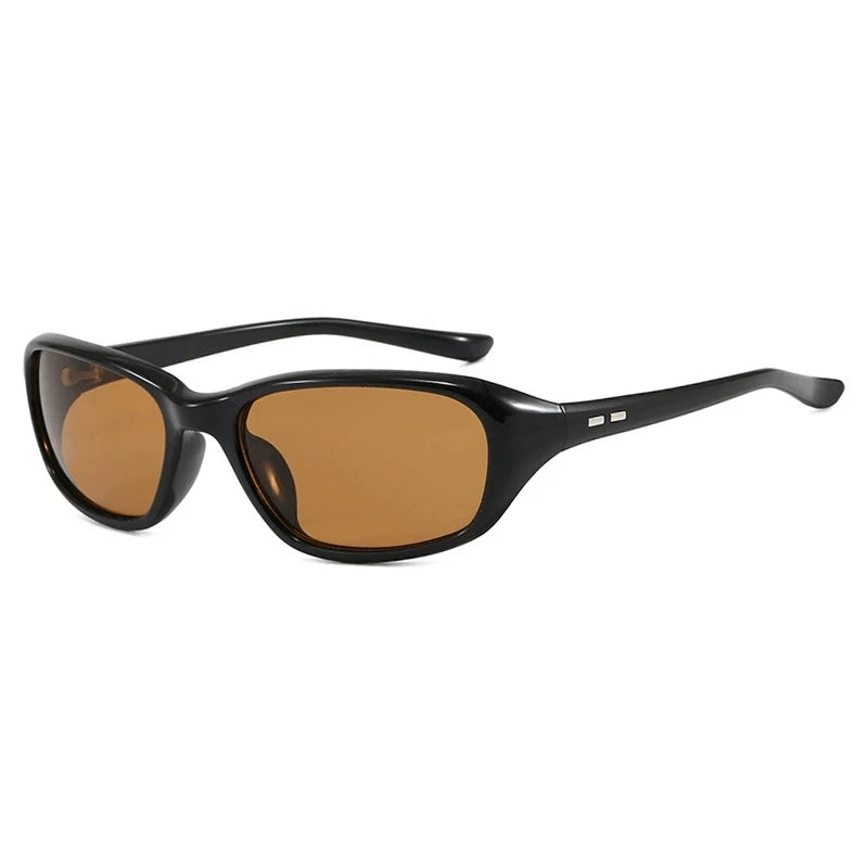 Retro Y2K Wrap Sunglasses With Brown Gradient Lens