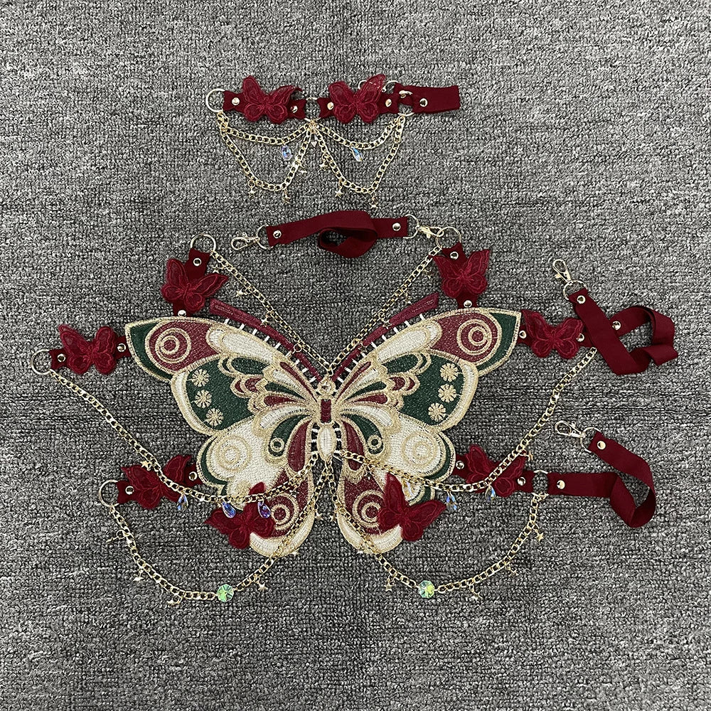 Butterly Cami Top With Crystal Chain Accents