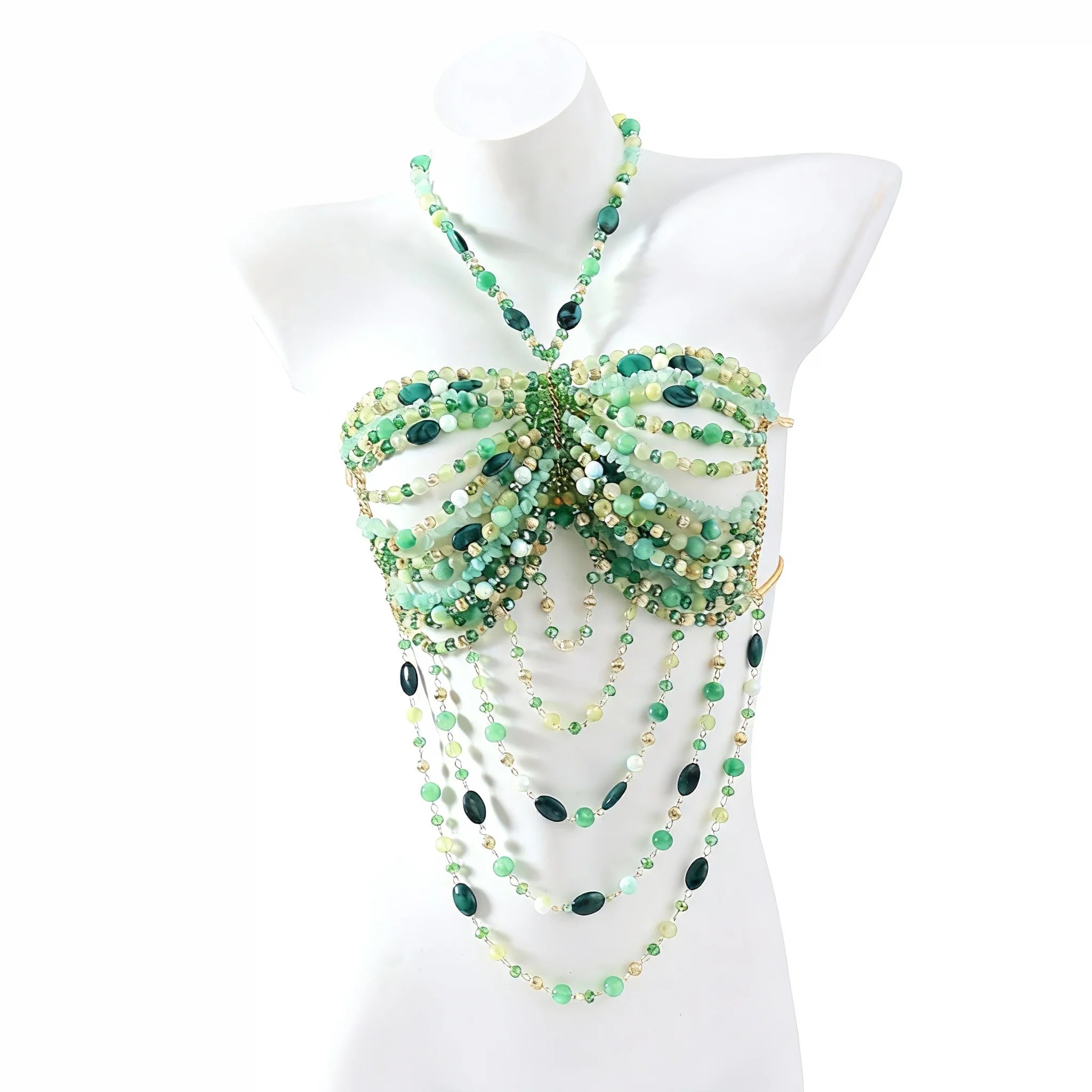 Bralette Harness Beaded Knitted Festival Party Top