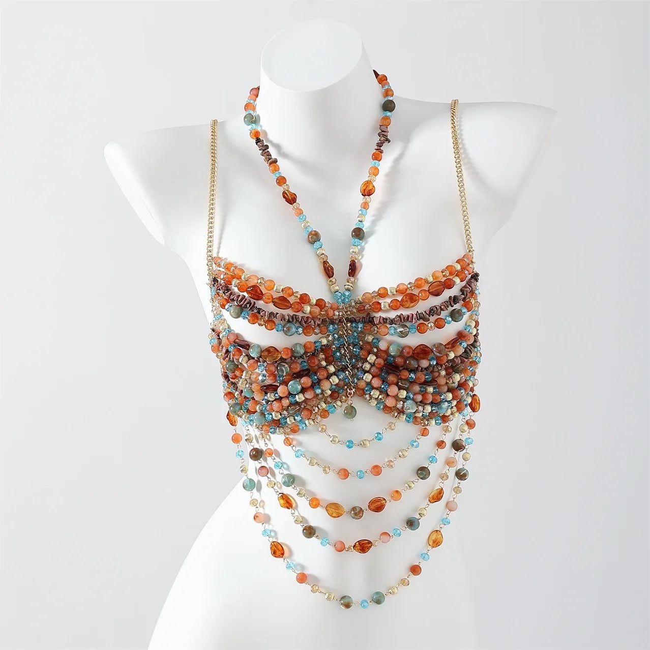 Bralette Harness Beaded Knitted Festival Party Top