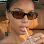 Retro Y2K Wrap Sunglasses With Brown Gradient Lens