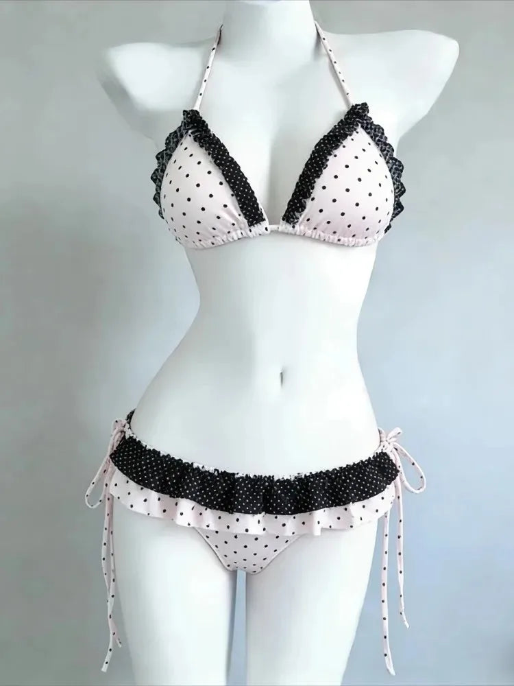Bikini Set Featuring High Waist Cut And Abstract Print