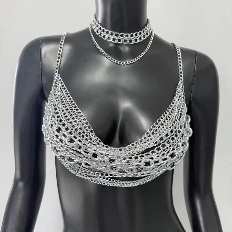 Festival Top With Pearl And Silver Chain Strands