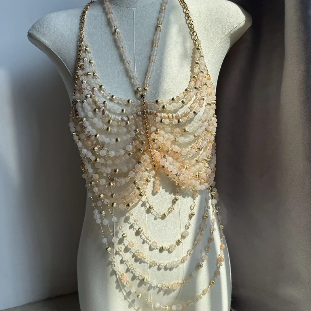Bralette Harness Beaded Knitted Festival Party Top