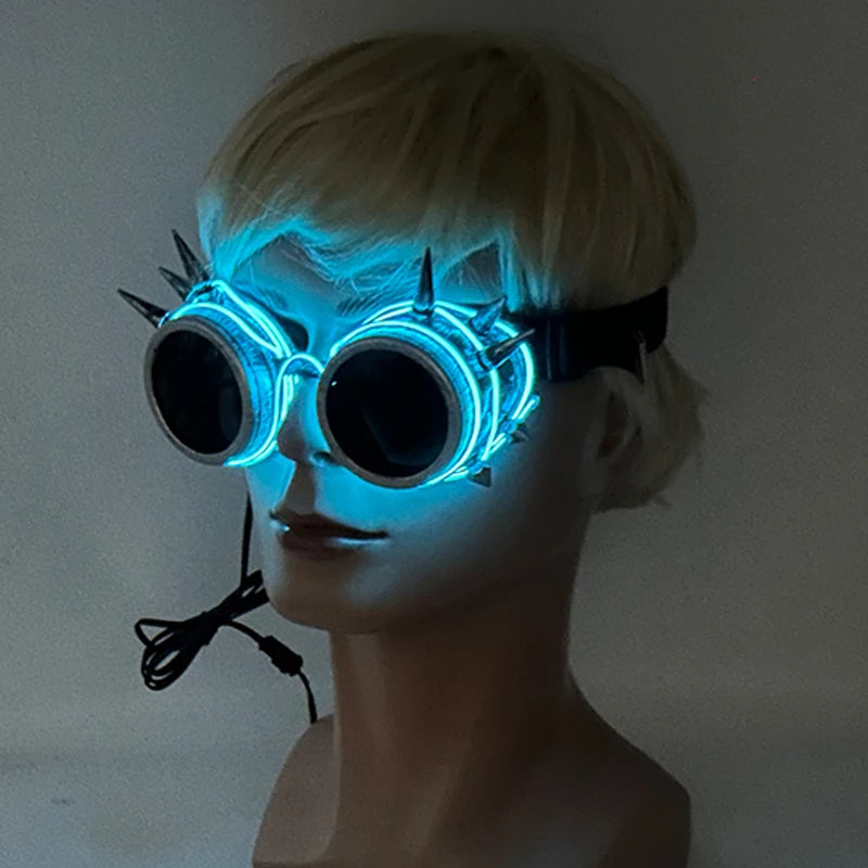 Cyberpunk LED Sunglasses With Sculpted Luminous Frame
