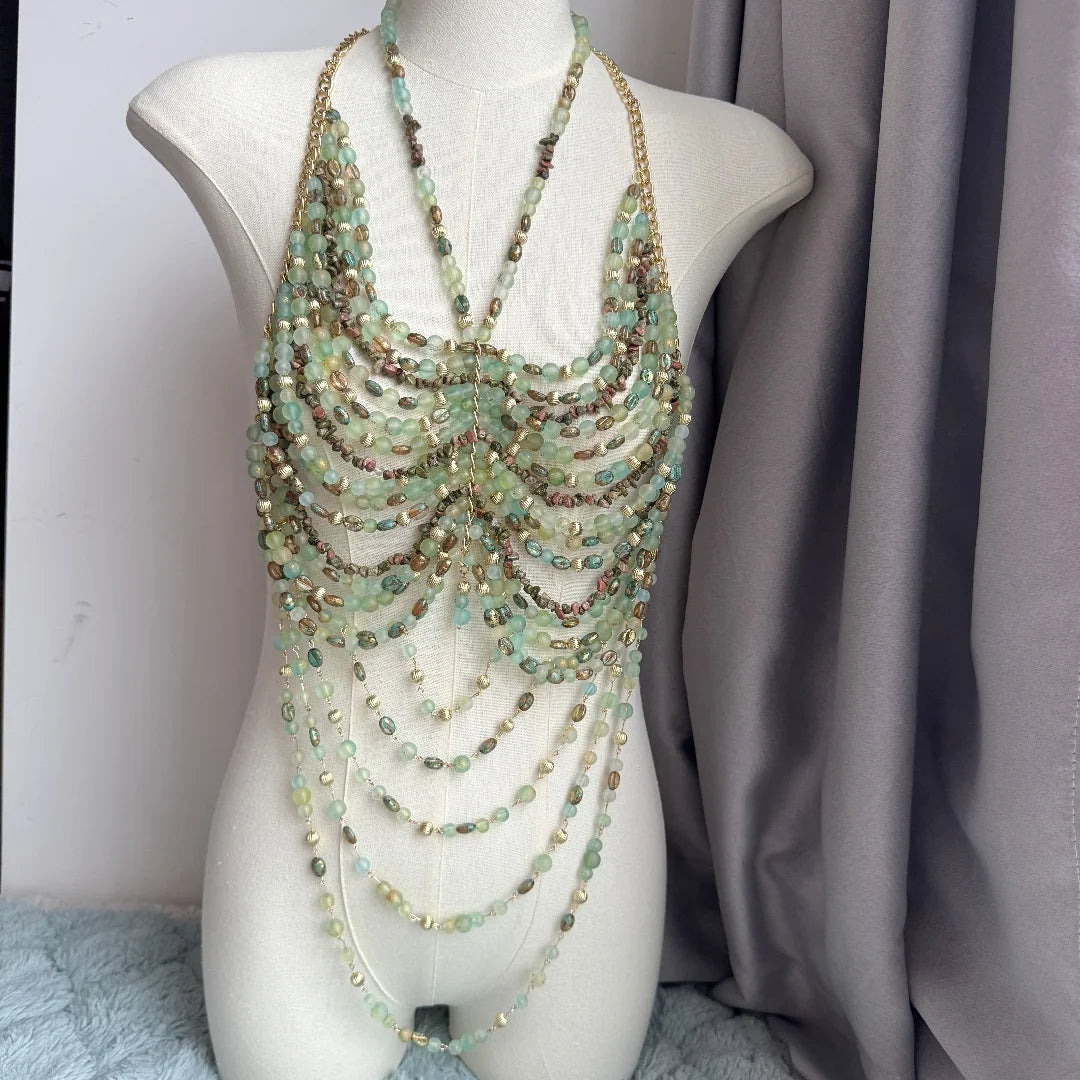 Bralette Harness Beaded Knitted Festival Party Top