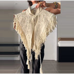 Vintage Embroidery Top With Tassel Trim