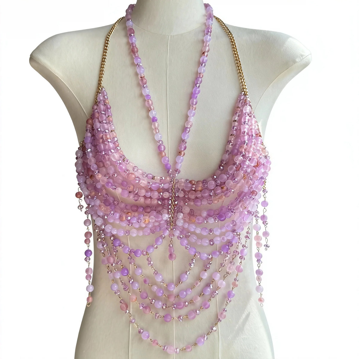 Bralette Harness Beaded Knitted Festival Party Top