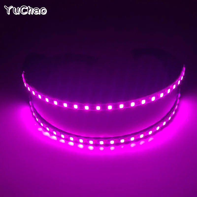 Cyberpunk LED Sunglasses With Sculpted Luminous Frame
