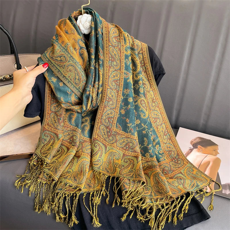 Pashmina Shawl Scarf With Bold Artisan Print