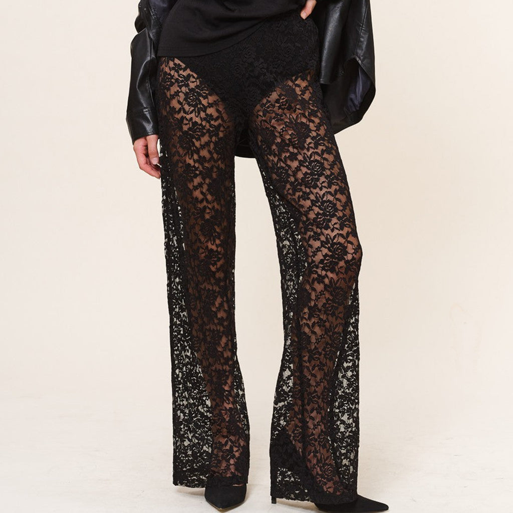 Sheer Mesh Flare Pants