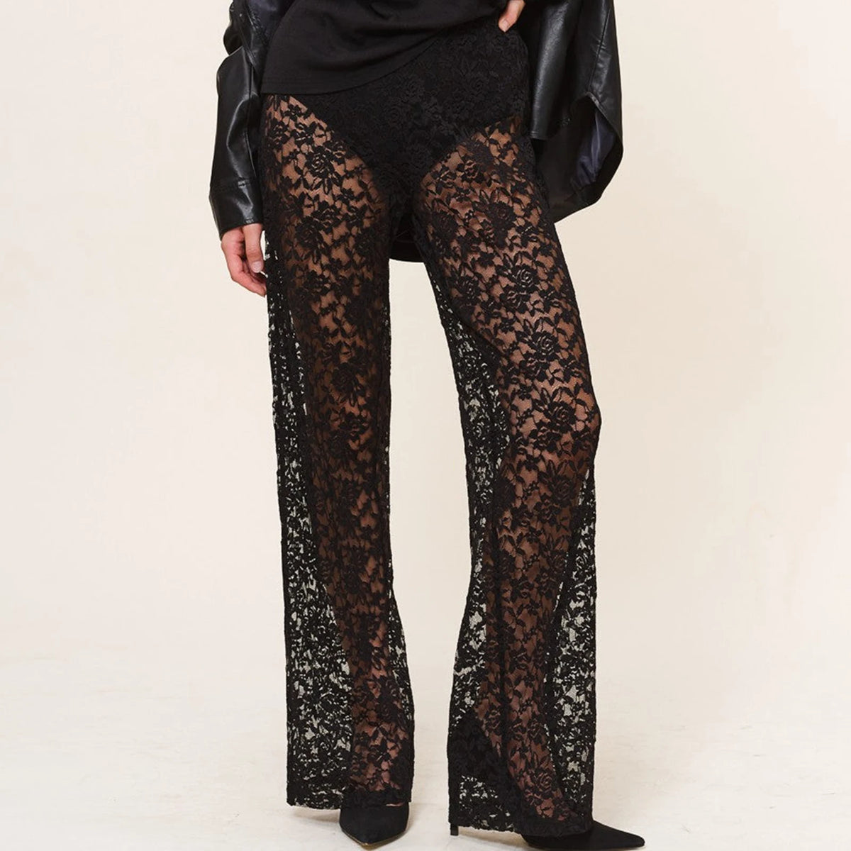 Sheer Mesh Flare Pants