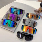 Oversized Racer Sunglasses With Sculpted Mirror Lens