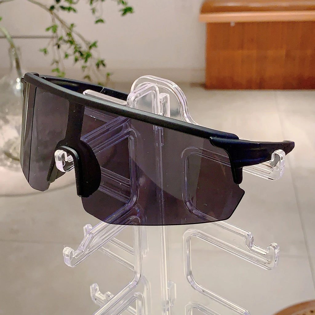 Oversized Racer Sunglasses With Sculpted Mirror Lens
