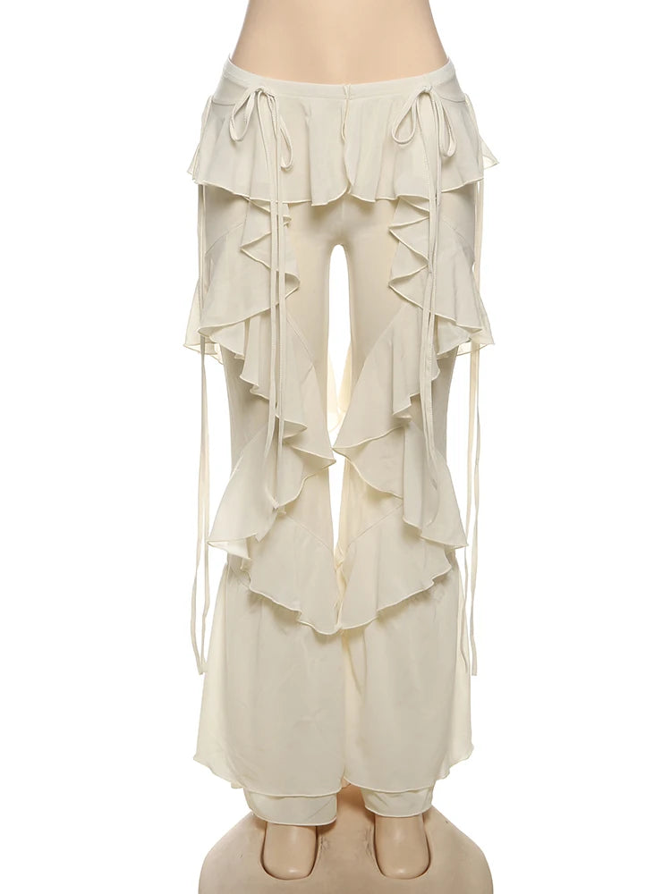 Patchwork Tiered Flare Pants