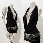Backless Halter Crop Top