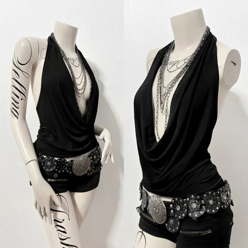 Backless Halter Crop Top
