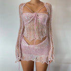 Crochet  2-Piece Mini Skirt Set