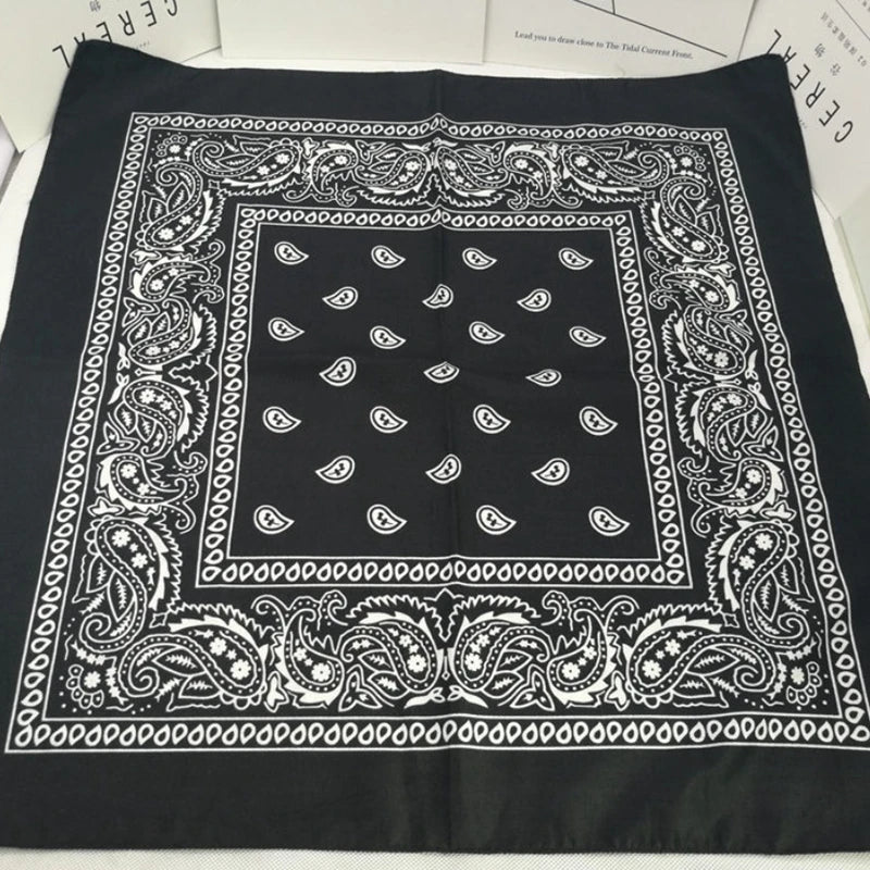 Bandana Black Print Soft Woven Hair And Neck Scarf
