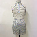 Leather Harness Sequin Skirt Set