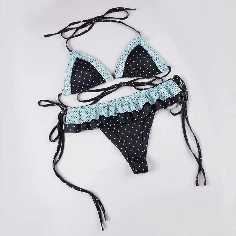 Bikini Set Featuring High Waist Cut And Abstract Print