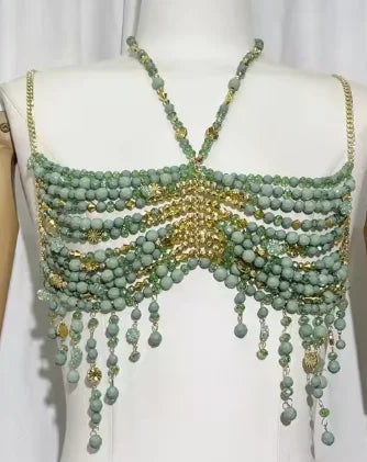 Bralette Harness Beaded Knitted Festival Party Top