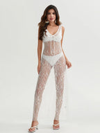 Sheer Floral Lace Maxi Dress