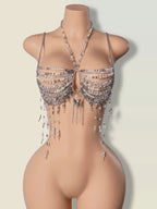 Bralette Harness Beaded Knitted Festival Party Top